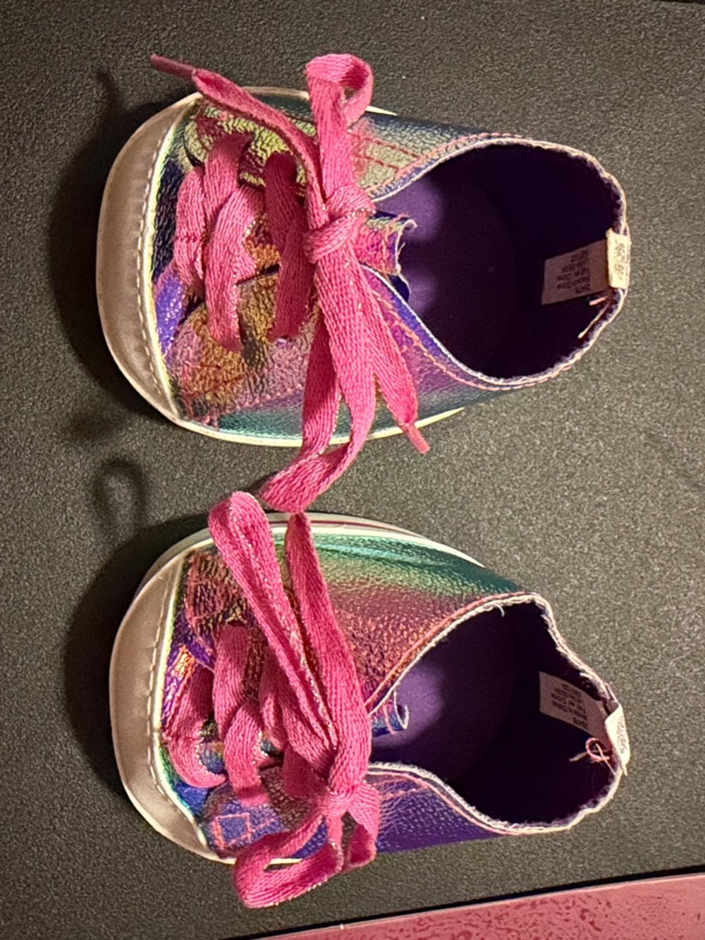 Build-A-Bear Iridescent Rainbow Plush Shoes with Pink Laces